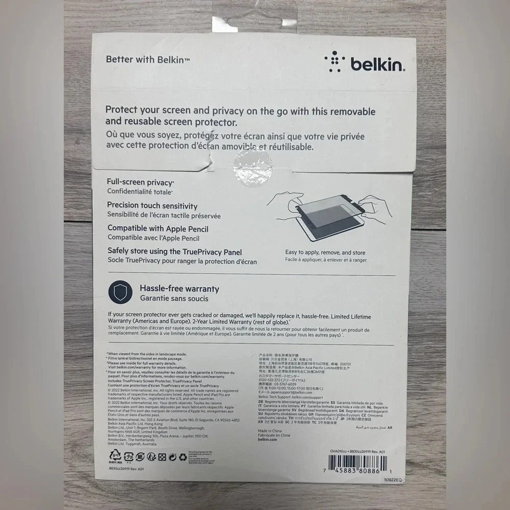 Belkin ScreenForce True Privacy Screen Protector iPad Pro 11 Brand New